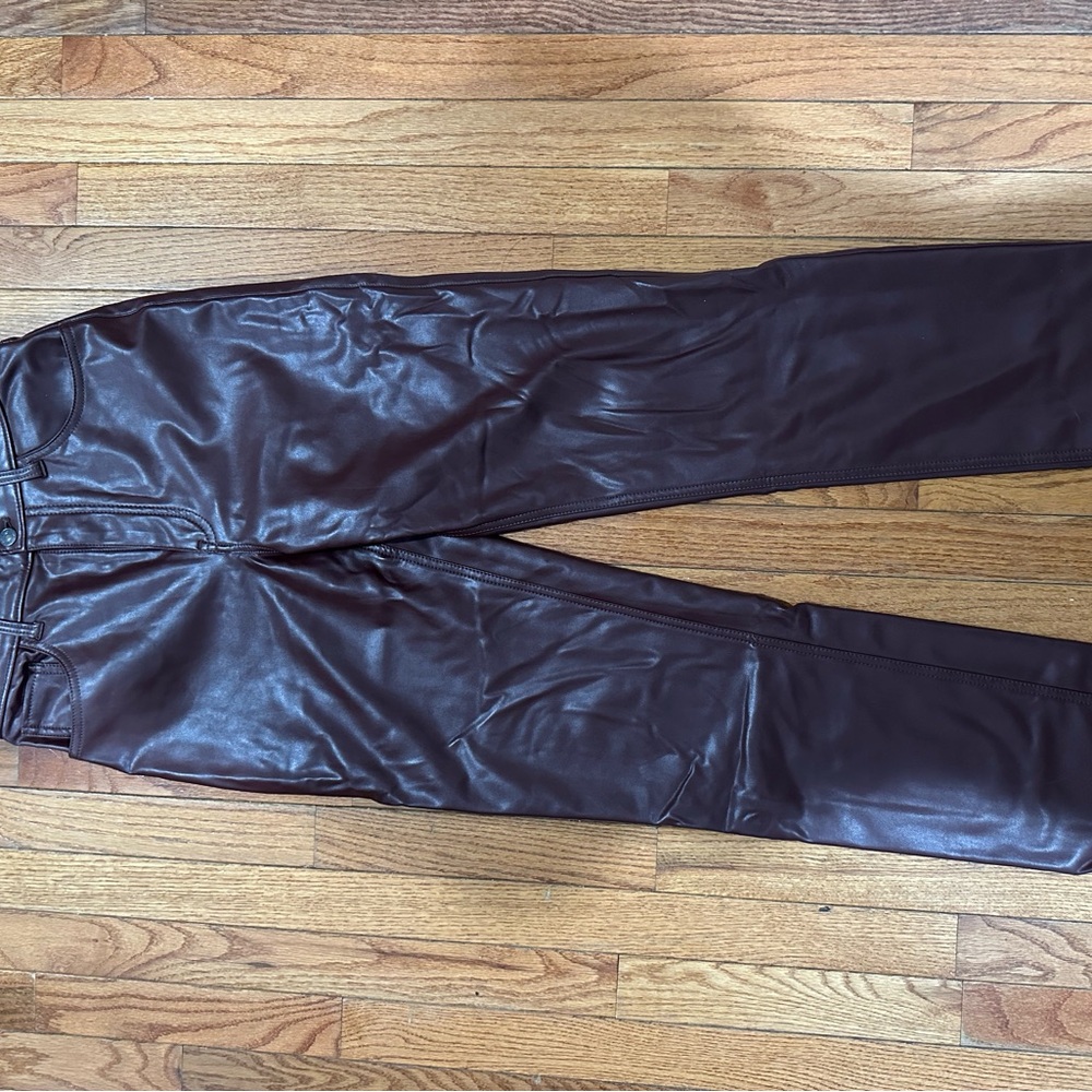 Abercrombie 90s straight brown leather pants